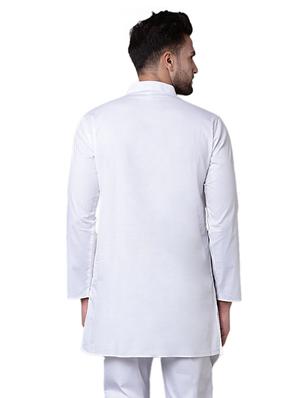 white cotton asymmetric kurta - 15729290 - Standard Image - 3