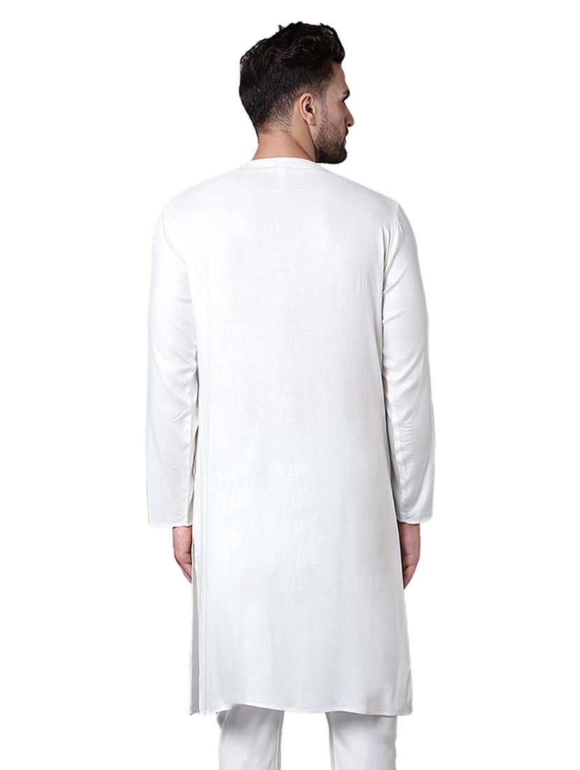 white rayon long kurta - 15729295 - Zoom Image - 3