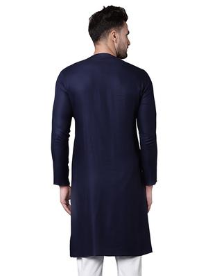 navy blue rayon long kurta - 15729296 - Standard Image - 3