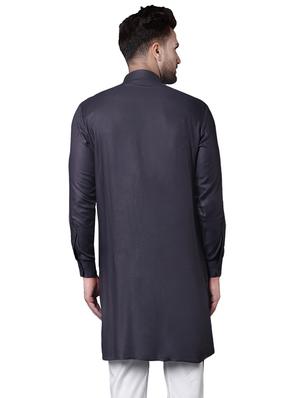 grey rayon long kurta - 15729298 - Standard Image - 3