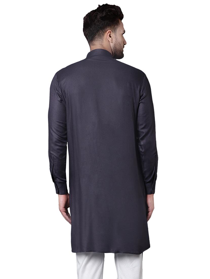 grey rayon long kurta - 15729298 - Zoom Image - 3