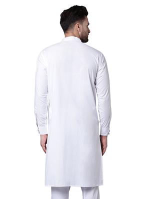 white cotton long kurta - 15729303 - Standard Image - 3