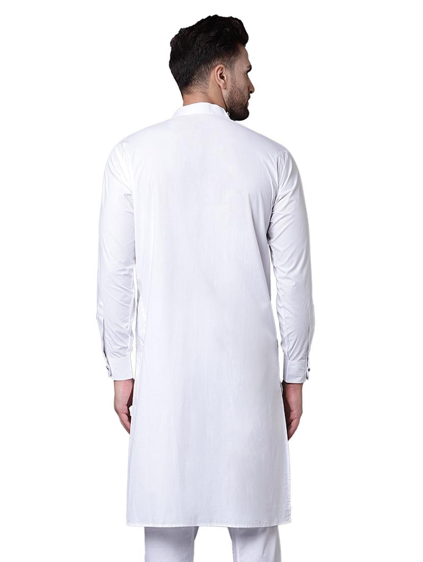 white cotton long kurta - 15729303 - Zoom Image - 3