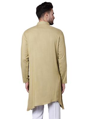 green rayon asymmetric kurta - 15729306 - Standard Image - 3