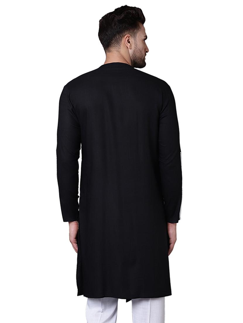 black rayon asymmetric kurta - 15729307 - Zoom Image - 3