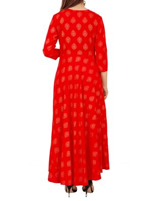 Foil print flare kurta with tassels - 15729314 - Standard Image - 3
