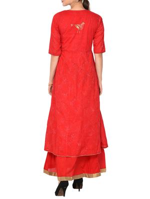 Layered foil print kurta - 15729526 - Standard Image - 3
