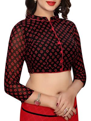 geometrical printed half & half saree with blouse - 15729582 - Standard Image - 3