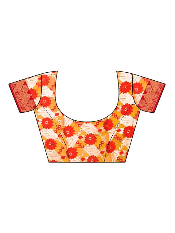 floral woven saree with blouse - 15729624 - Zoom Image - 3