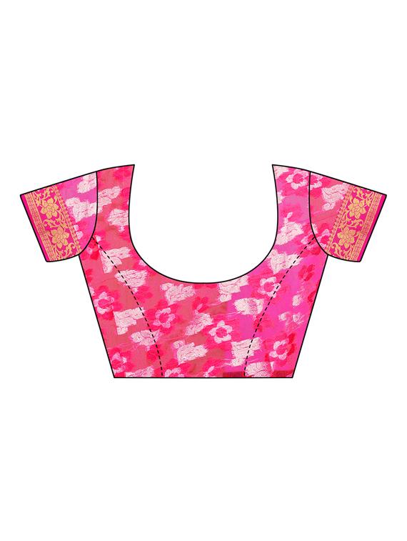 floral woven saree with blouse - 15729629 - Zoom Image - 3