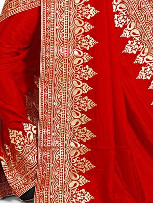 contrast thread embroidered saree with blouse - 15729737 - Standard Image - 3