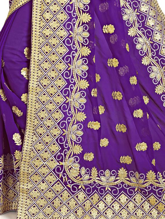 floral embroidered saree with blouse - 15729739 - Zoom Image - 3