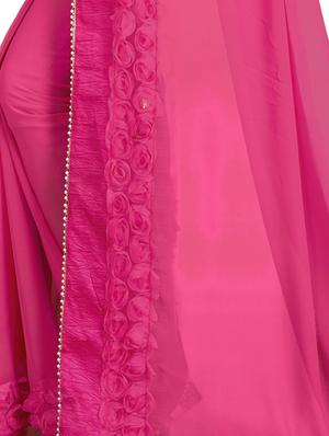 floral lace border saree with blouse - 15729741 - Standard Image - 3