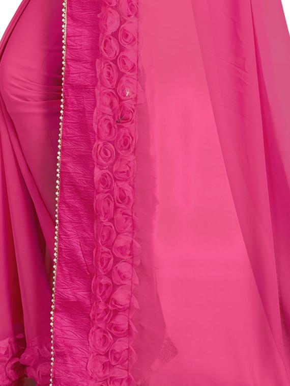 floral lace border saree with blouse - 15729741 - Zoom Image - 3