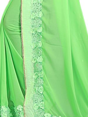 floral lace border saree with blouse - 15729805 - Standard Image - 3
