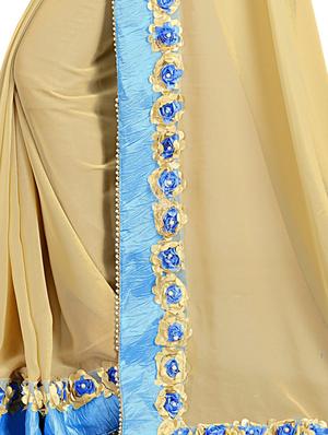 floral lace border saree with blouse - 15729808 - Standard Image - 3