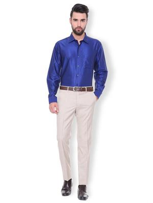 blue cotton blend formal shirt - 15729857 - Standard Image - 3