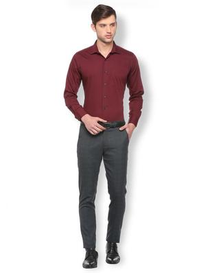 maroon cotton formal shirt - 15729858 - Standard Image - 3