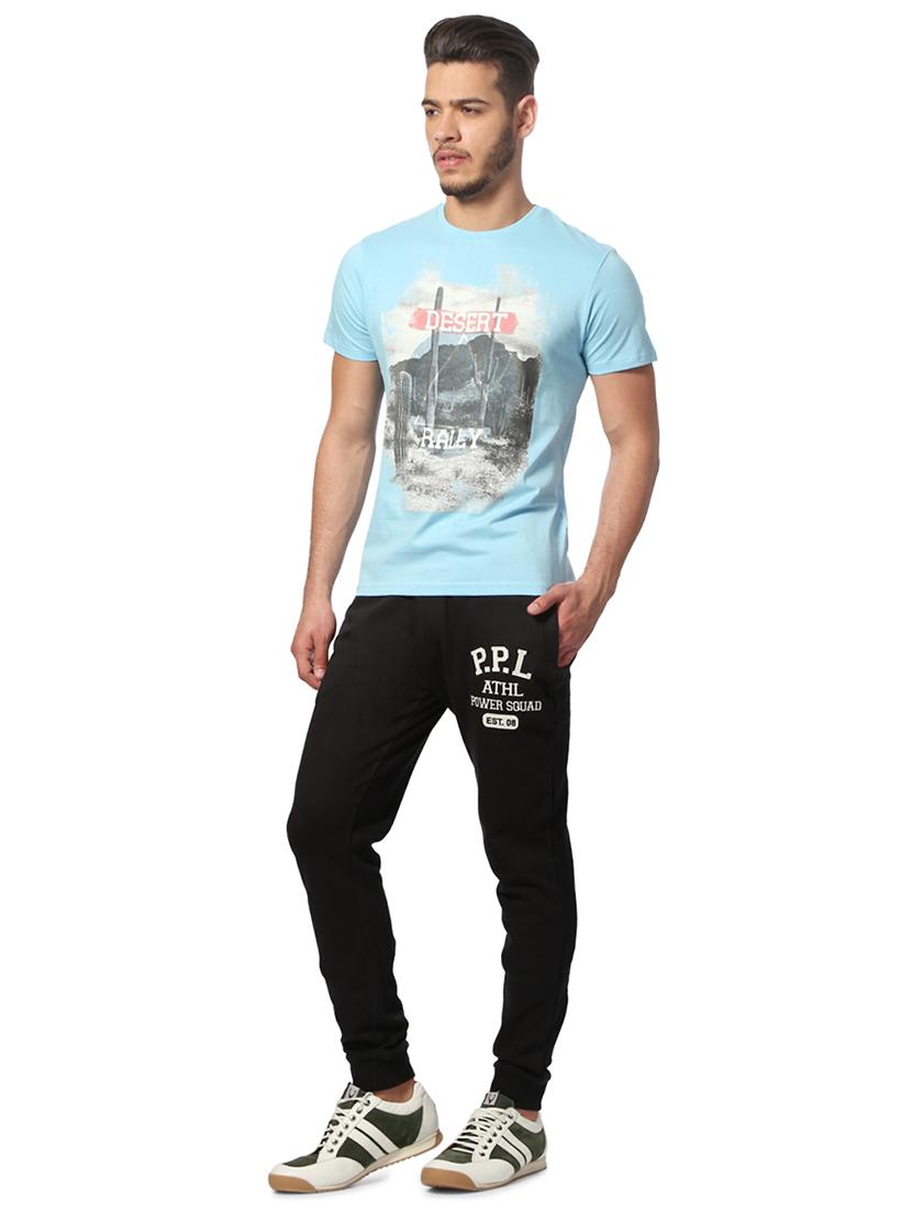 blue cotton front print t-shirt - 15729905 - Zoom Image - 3