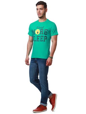 green cotton chest print t-shirt - 15729906 - Standard Image - 3