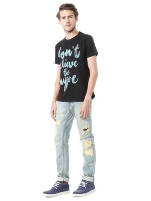 black cotton front print t-shirt - 15729914 - Standard Image - 3