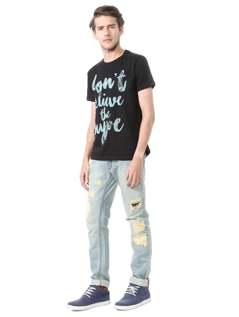 black cotton front print t-shirt - 15729914 - Zoom Image - 3