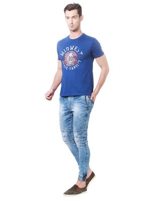 blue cotton chest print t-shirt - 15729917 - Standard Image - 3
