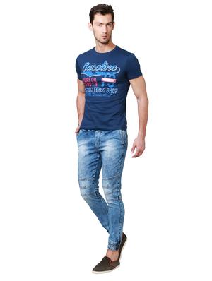 blue cotton chest print t-shirt - 15729918 - Standard Image - 3