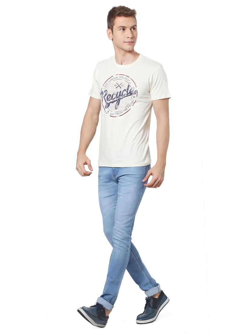 white cotton chest print t-shirt - 15729923 - Zoom Image - 3
