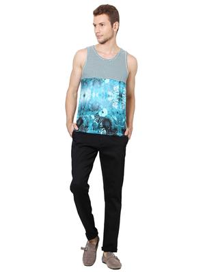 blue cotton blend cut & sew t-shirt - 15729924 - Standard Image - 3