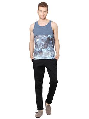 blue cotton blend cut & sew t-shirt - 15729925 - Standard Image - 3