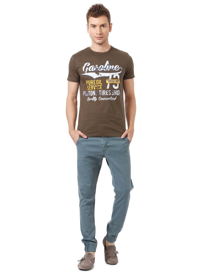 brown cotton chest print t-shirt - 15729927 - Zoom Image - 3