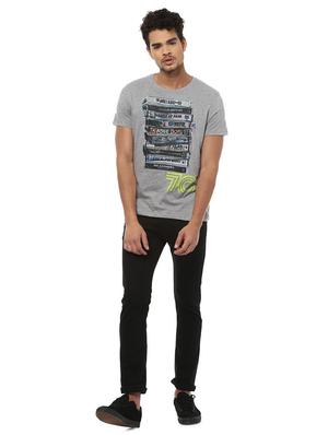 grey cotton chest print t-shirt - 15729935 - Standard Image - 3