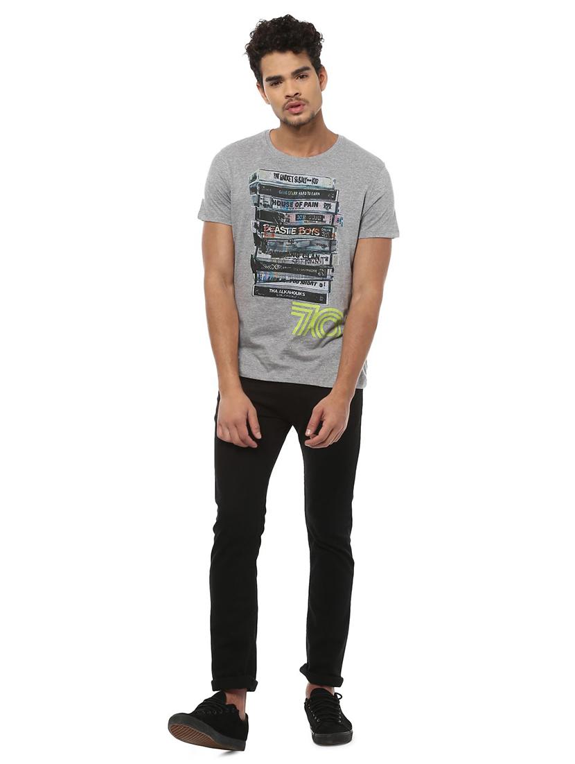 grey cotton chest print t-shirt - 15729935 - Zoom Image - 3