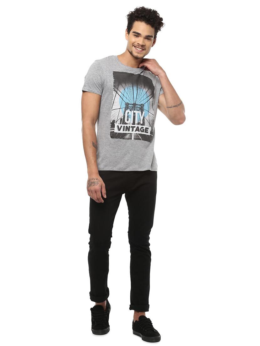 grey cotton chest print t-shirt - 15729936 - Zoom Image - 3