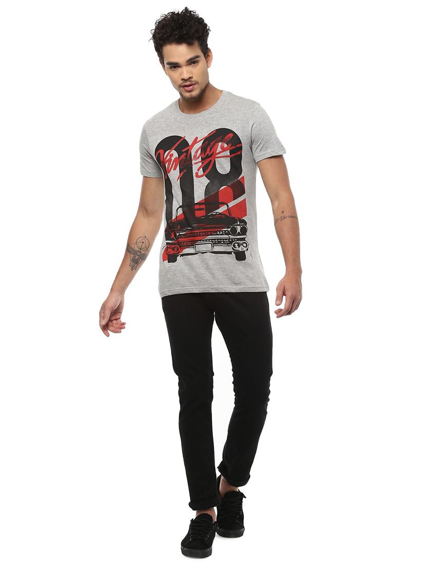 grey cotton front print t-shirt - 15729937 - Zoom Image - 3