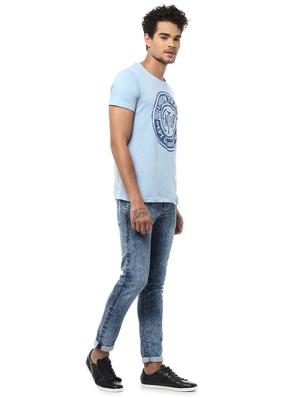 blue cotton chest print t-shirt - 15729941 - Standard Image - 3