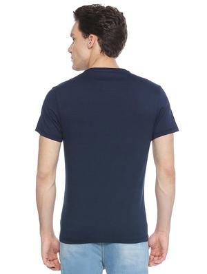 navy blue cotton blend chest print t-shirt - 15729956 - Standard Image - 3