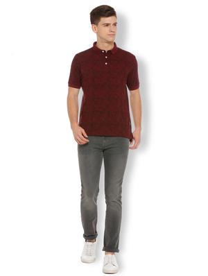 maroon cotton all over print t-shirt - 15729977 - Standard Image - 3