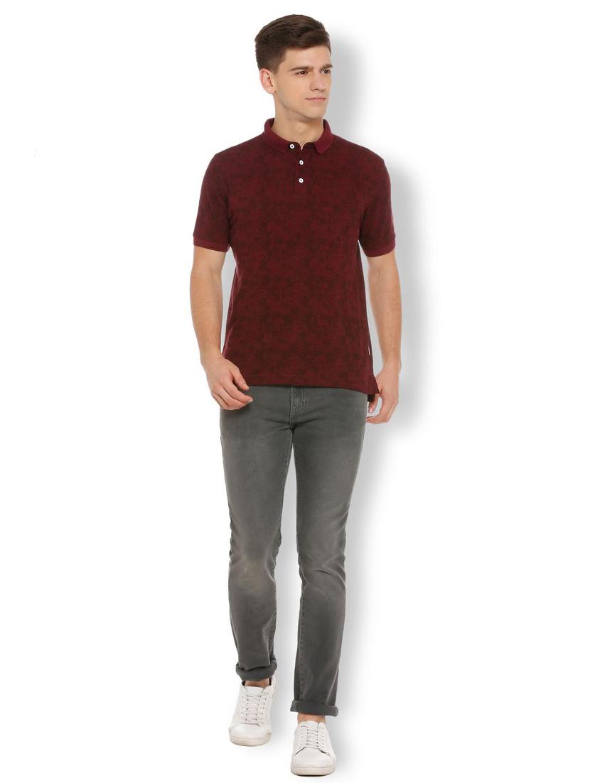 maroon cotton all over print t-shirt - 15729977 - Zoom Image - 3