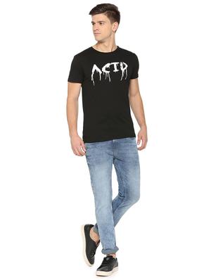 black cotton chest print t-shirt - 15729978 - Standard Image - 3