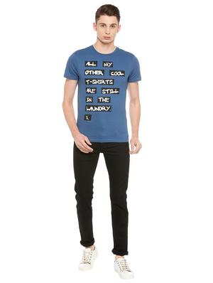blue cotton front print t-shirt - 15729994 - Standard Image - 3