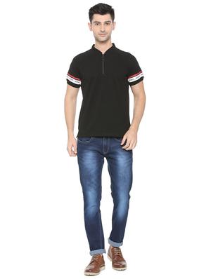 black cotton blend collared t-shirt - 15730000 - Standard Image - 3