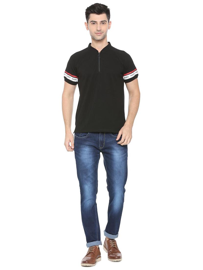 black cotton blend collared t-shirt - 15730000 - Zoom Image - 3
