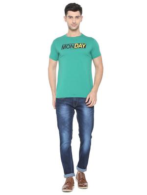 green cotton blend chest print t-shirt - 15730001 - Standard Image - 3