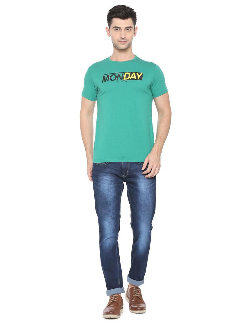 green cotton blend chest print t-shirt - 15730001 - Zoom Image - 3