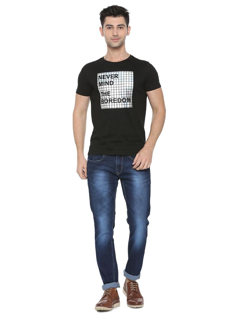 black cotton chest print t-shirt - 15730002 - Zoom Image - 3