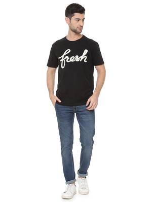 black cotton chest print t-shirt - 15730018 - Standard Image - 3