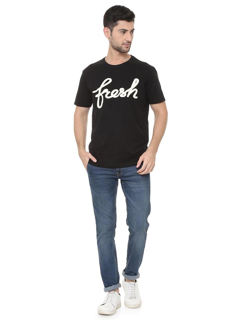black cotton chest print t-shirt - 15730018 - Zoom Image - 3
