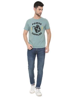 blue cotton chest print t-shirt - 15730020 - Standard Image - 3